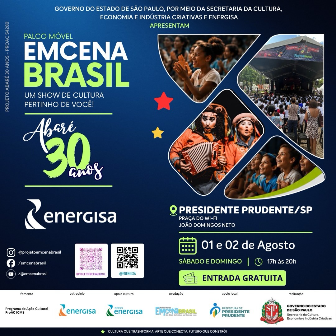 Prudente recebe pela 1ª vez projeto EmCena com programação gratuita no João Domingos Netto