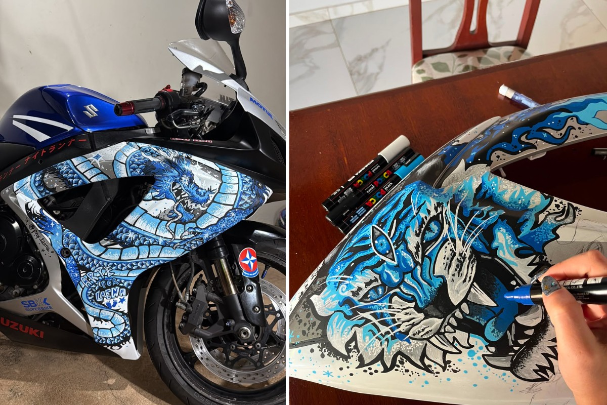 Artista customiza moto esportiva com canetinhas e viraliza no interior de SP
