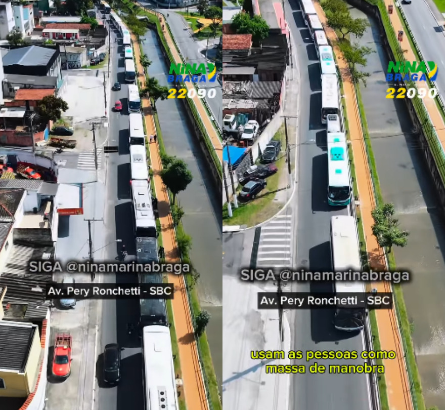 Vídeo de vereadora do PL mostra ônibus de fora do ABC em ato de Lula em São Bernardo