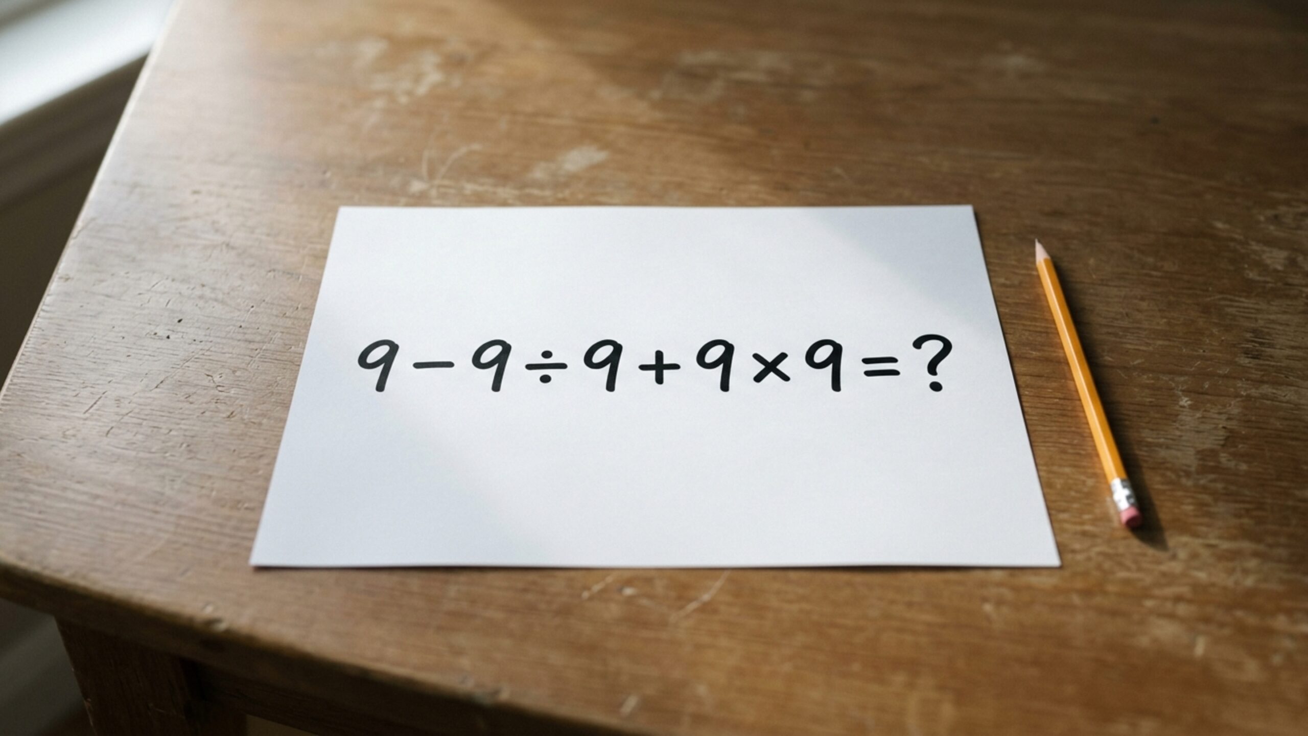 Entenda por que 9 − 9 ÷ 9 + 9 × 9 é igual a 89