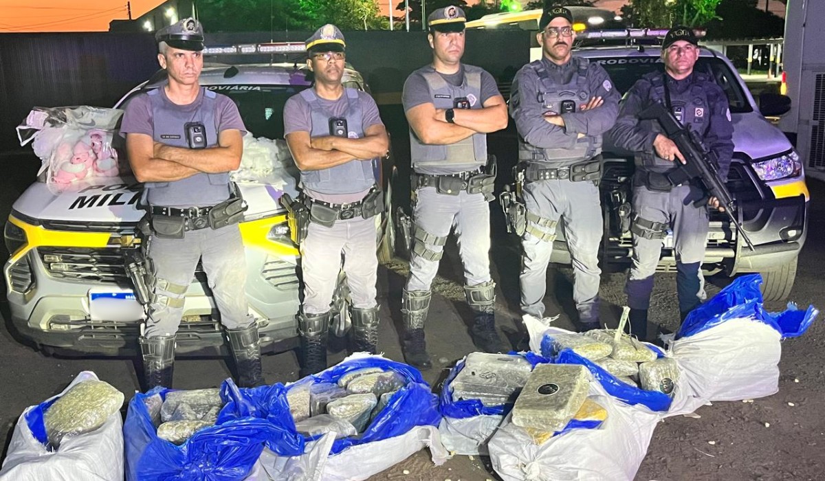 Polícia apreende mais de 560 kg de drogas em sacos de pipoca em ônibus na SP-270