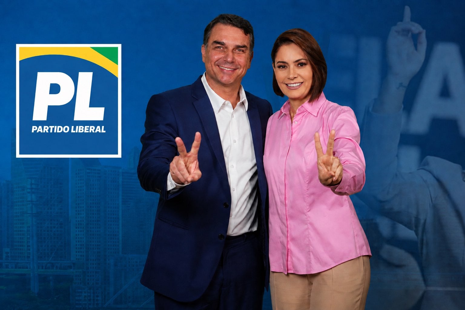 Flávio e Michelle Bolsonaro divulgam vídeo com jingle e reforçam aliança
