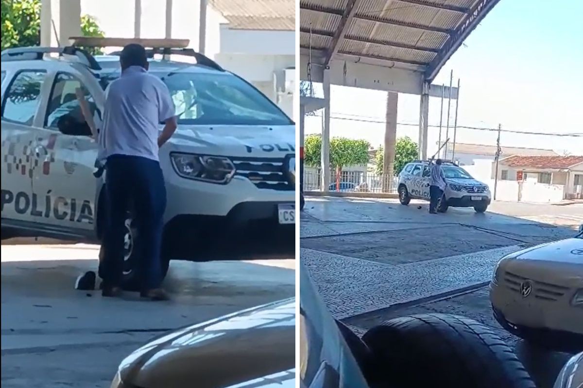 Homem é preso após danificar viatura da PM com pedaços de madeira em Parapuã (SP)