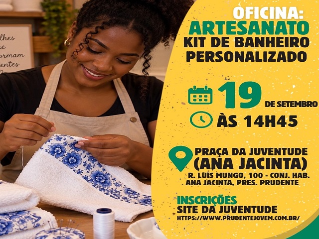 Oficina de artesanato ensina confeccionar kits; aulas serão na Praça do Ana Jacinta