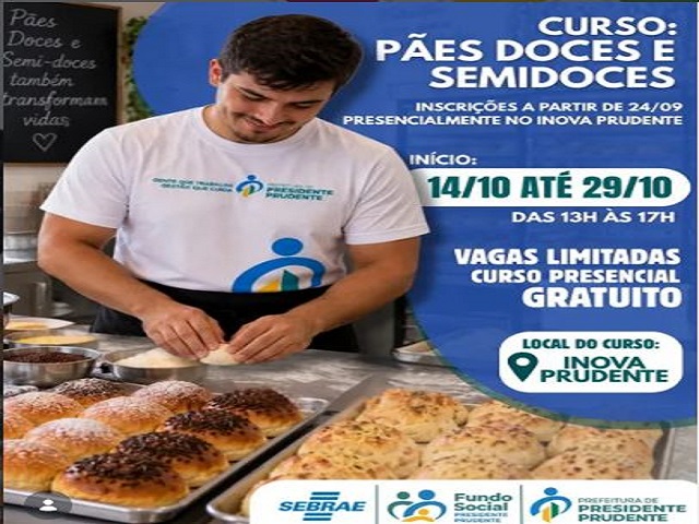 Fundo Social abre inscrições para curso gratuito de Pães Doces e Semidoces