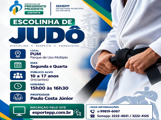 Semepp abre inscrições para Escolinha de Judô no Parque de Uso Múltiplo