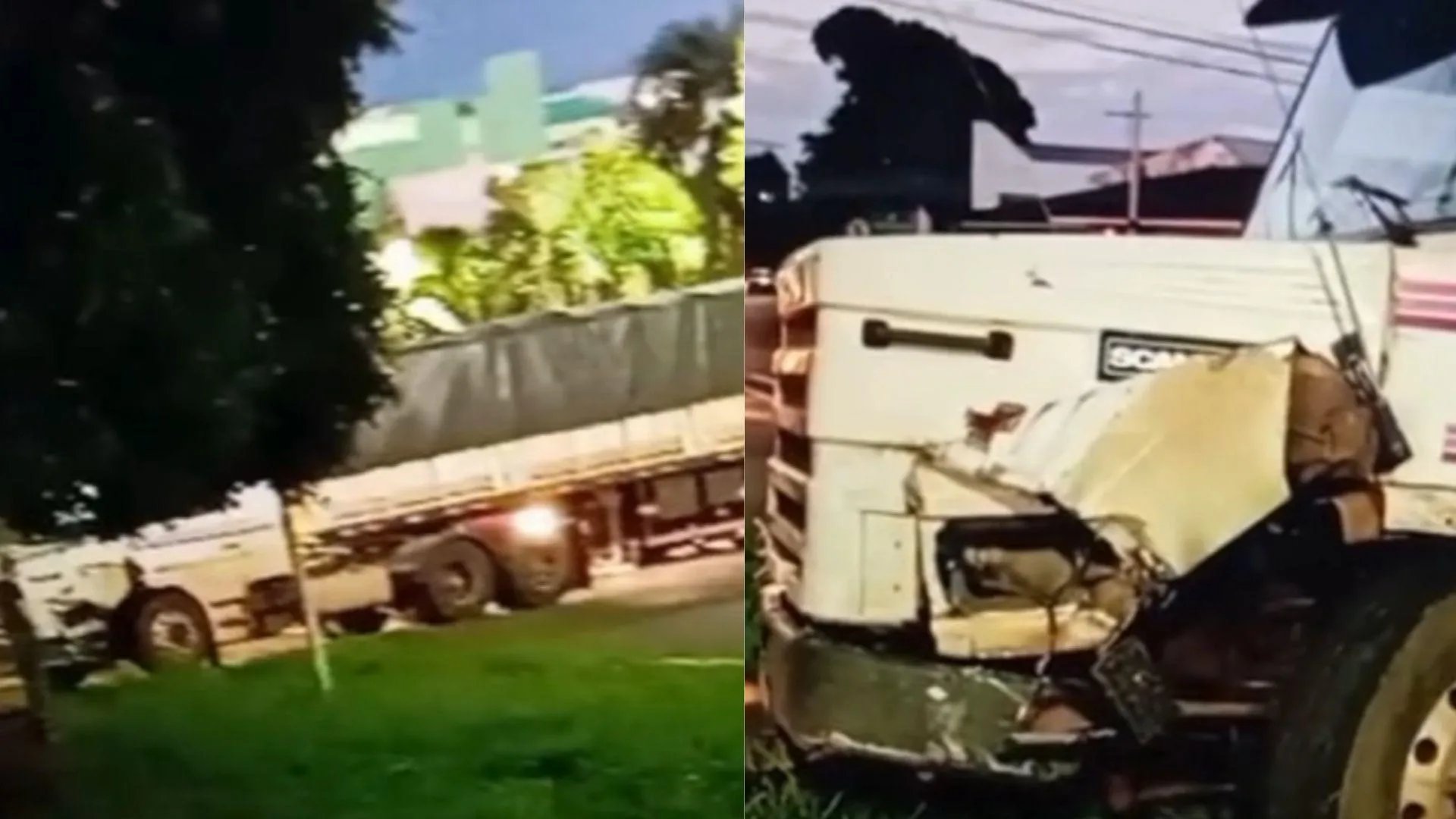 Carreta perde freio e atinge três carros parados em semáforo em Presidente Prudente
