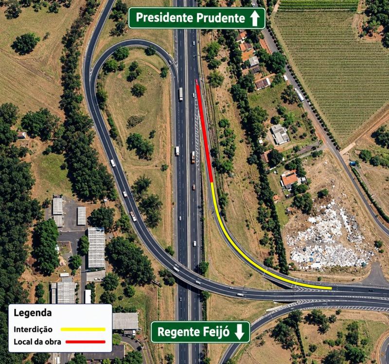 Manutenção interrompe alça de acesso à SP-270 em Presidente Prudente nesta terça