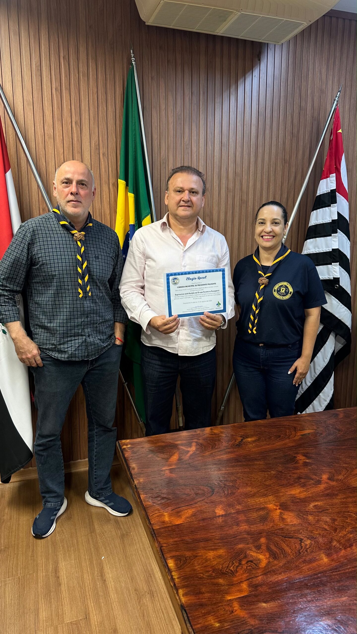 Câmara de Presidente Prudente recebe Diploma de Elogio Local do Grupo Guayporé