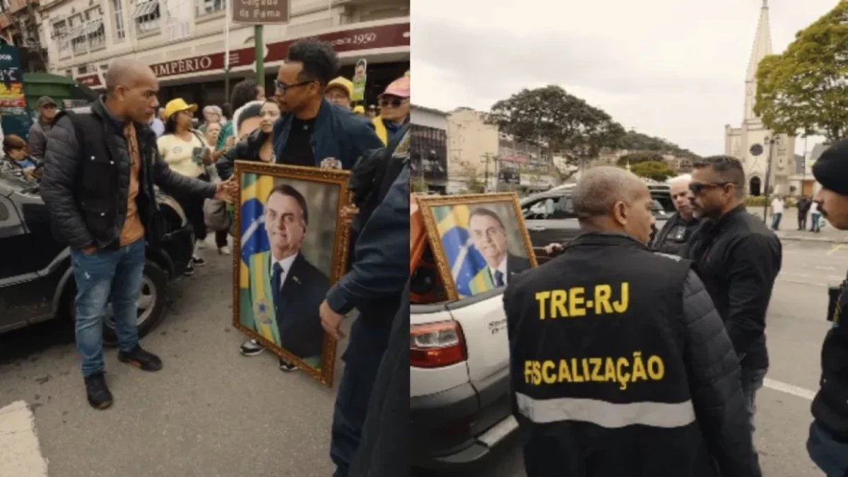 TRE-RJ apreende quadro com imagem de Bolsonaro em ato de campanha em Teresópolis
