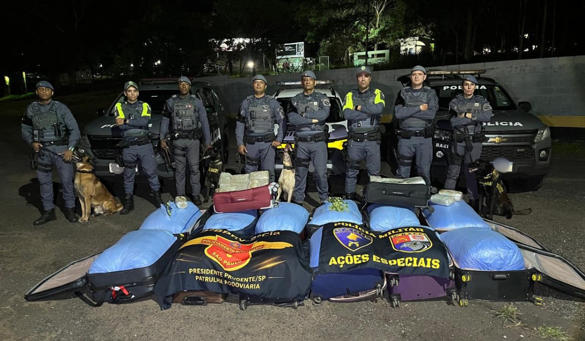Polícia apreende 344,83 kg de folhas de coca e maconha em ônibus em Presidente Prudente